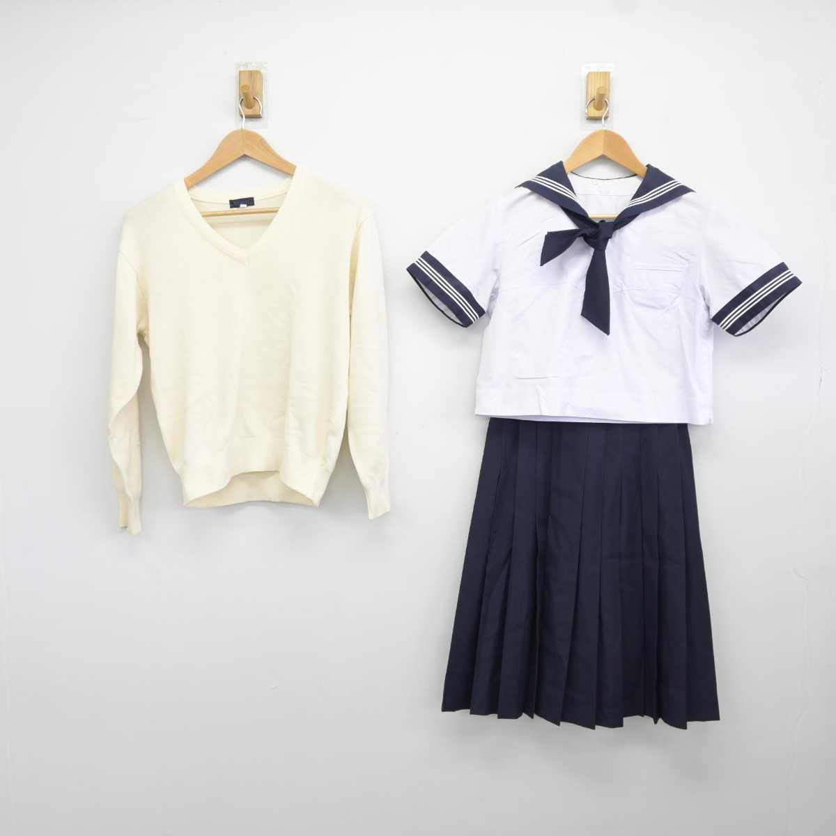 製品保証東京都 富士高等学校 女子制服 2点（セーラー服・スカート）sf003152 学生服