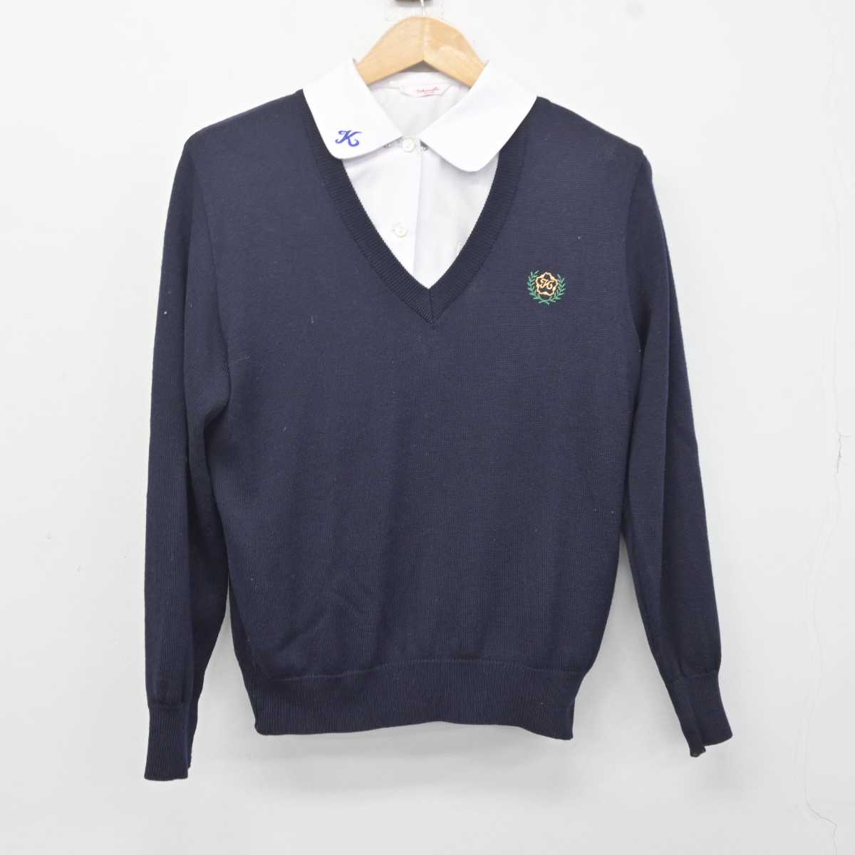 【中古】熊本県 熊本中央高等学校 女子制服 2点 (ニット・シャツ) sf040999