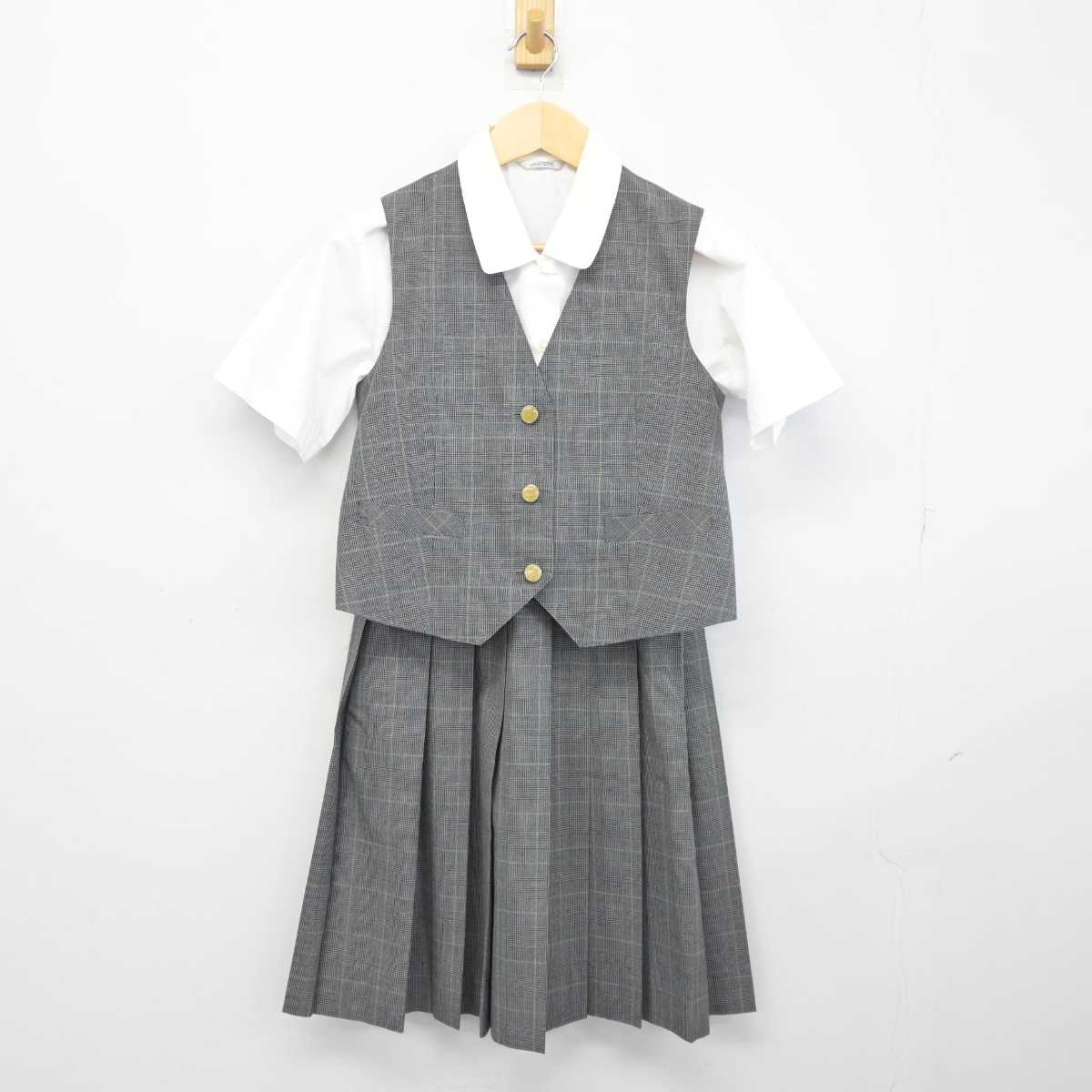 【中古】埼玉県 宮原中学校 女子制服 3点 (ベスト・シャツ・スカート) sf042379