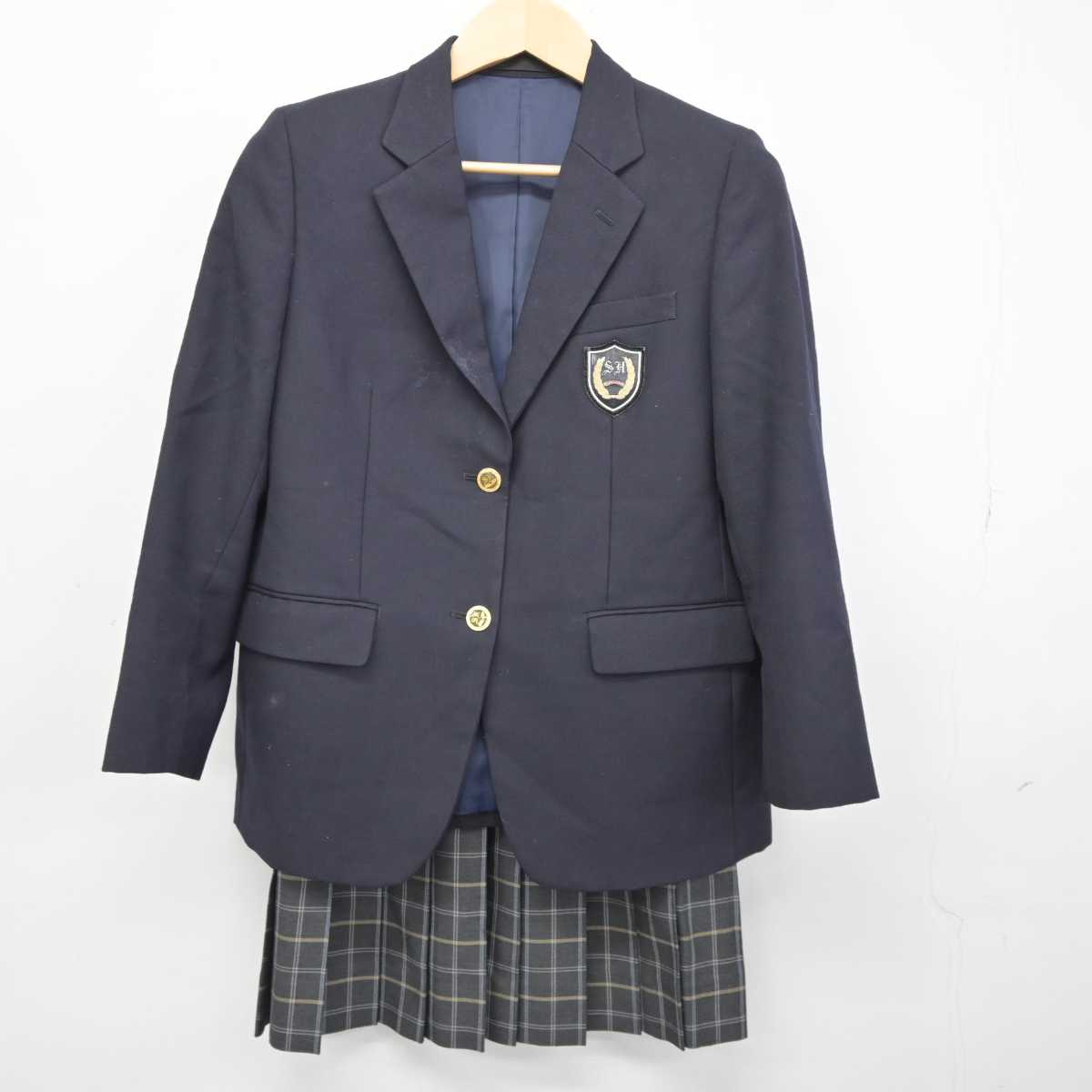 【中古】山梨県 白根高等学校 女子制服 3点 (ブレザー・スカート・スカート) sf043444