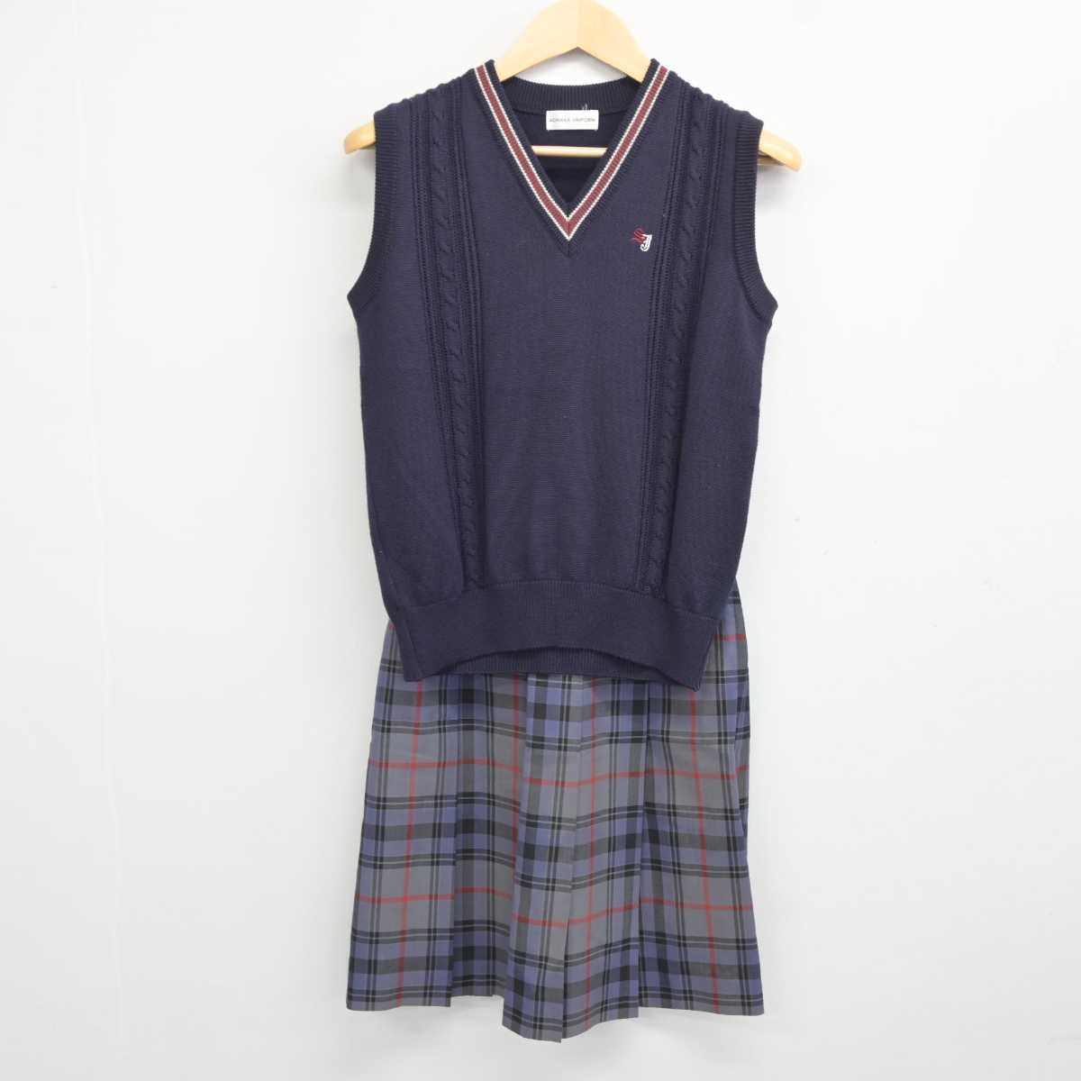 中古】茨城県 水城高等学校 女子制服 2点 (ニットベスト・スカート) sf043678 | 中古制服通販パレイド