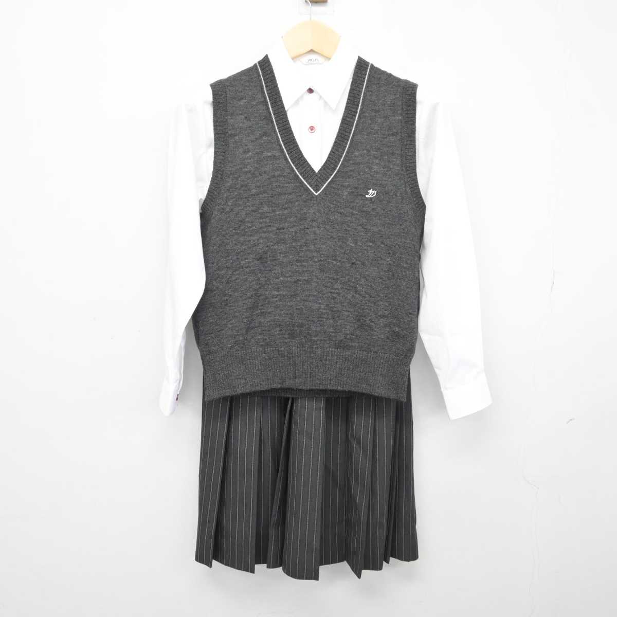 中古】東京都 郁文館ID学園高等学校 女子制服 4点 (ニットベスト