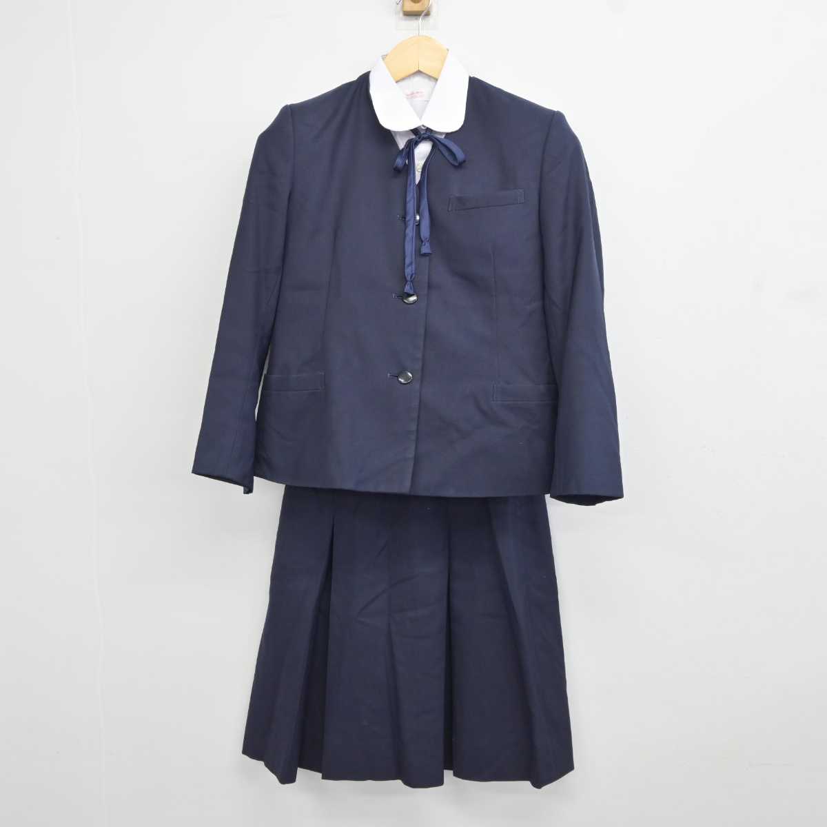 【中古】静岡県 観山中学校 女子制服 5点 (ブレザー・ベスト・シャツ・スカート) sf043962