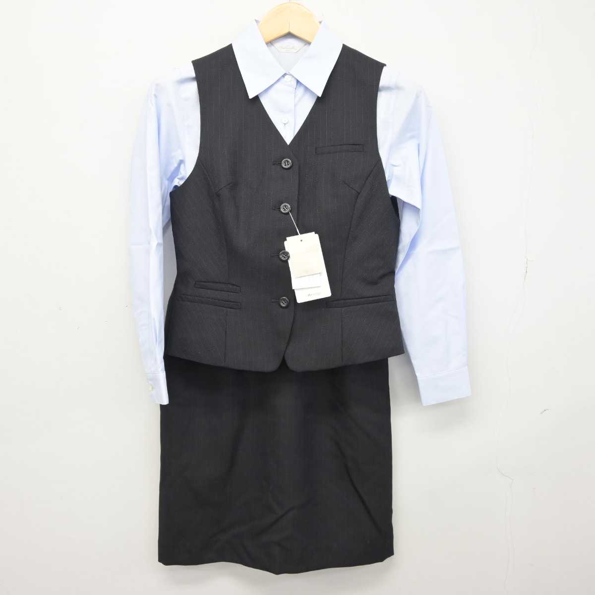 中古】 事務服 女子制服 3点 (シャツ・ベスト・スカート) sf046135