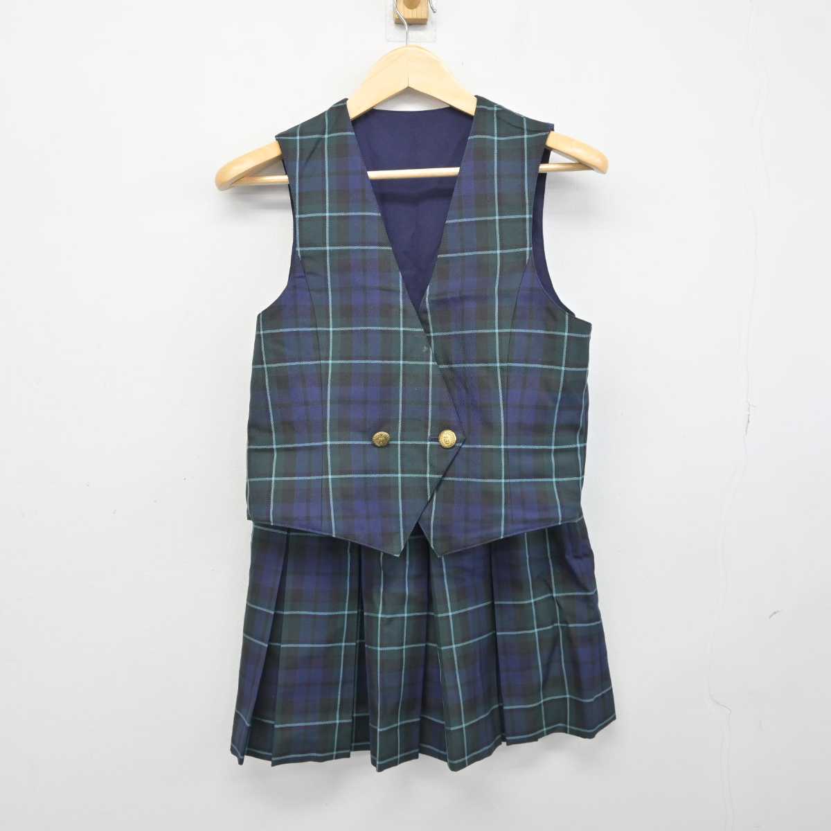 【中古】埼玉県 山村国際高等学校 女子制服 2点 (ベスト・スカート) sf046273