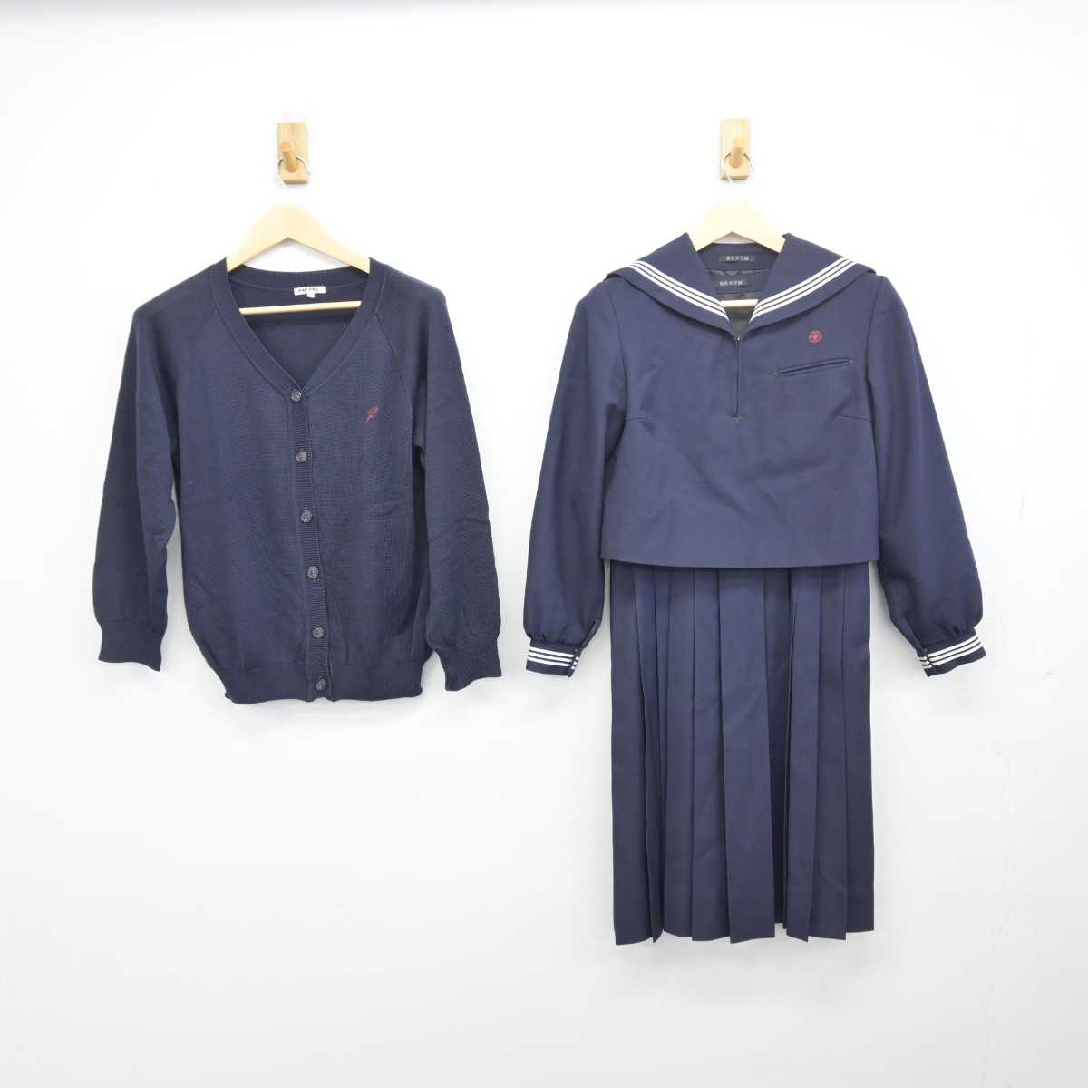 中古】福岡県 筑紫女学園高等学校 女子制服 3点 (ニット・セーラー服