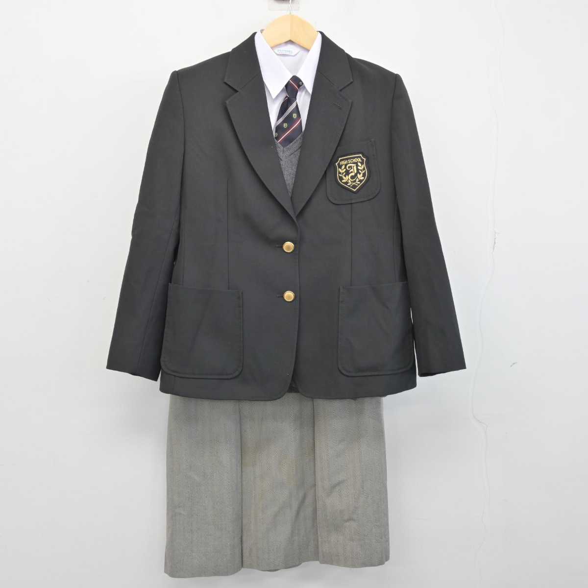 【中古】兵庫県 猪名川高等学校 女子制服 5点 (ブレザー・ニット・シャツ・スカート) sf047039