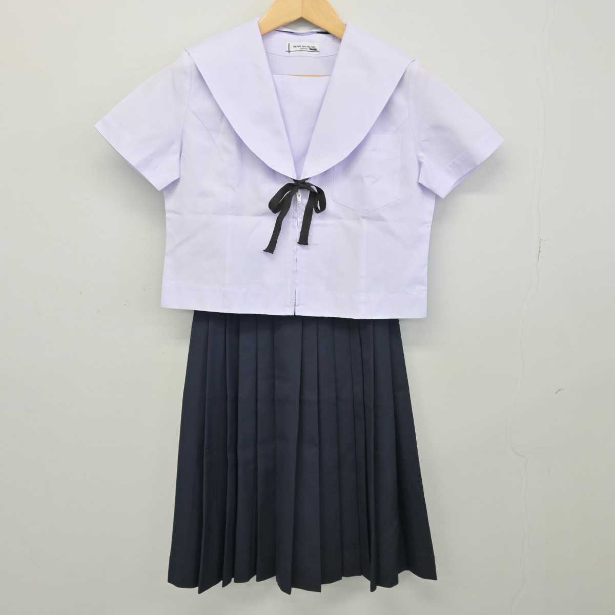 O268 (中古) 兵庫県 朝日中学校 セーラー服 4点セット /M/L/W69