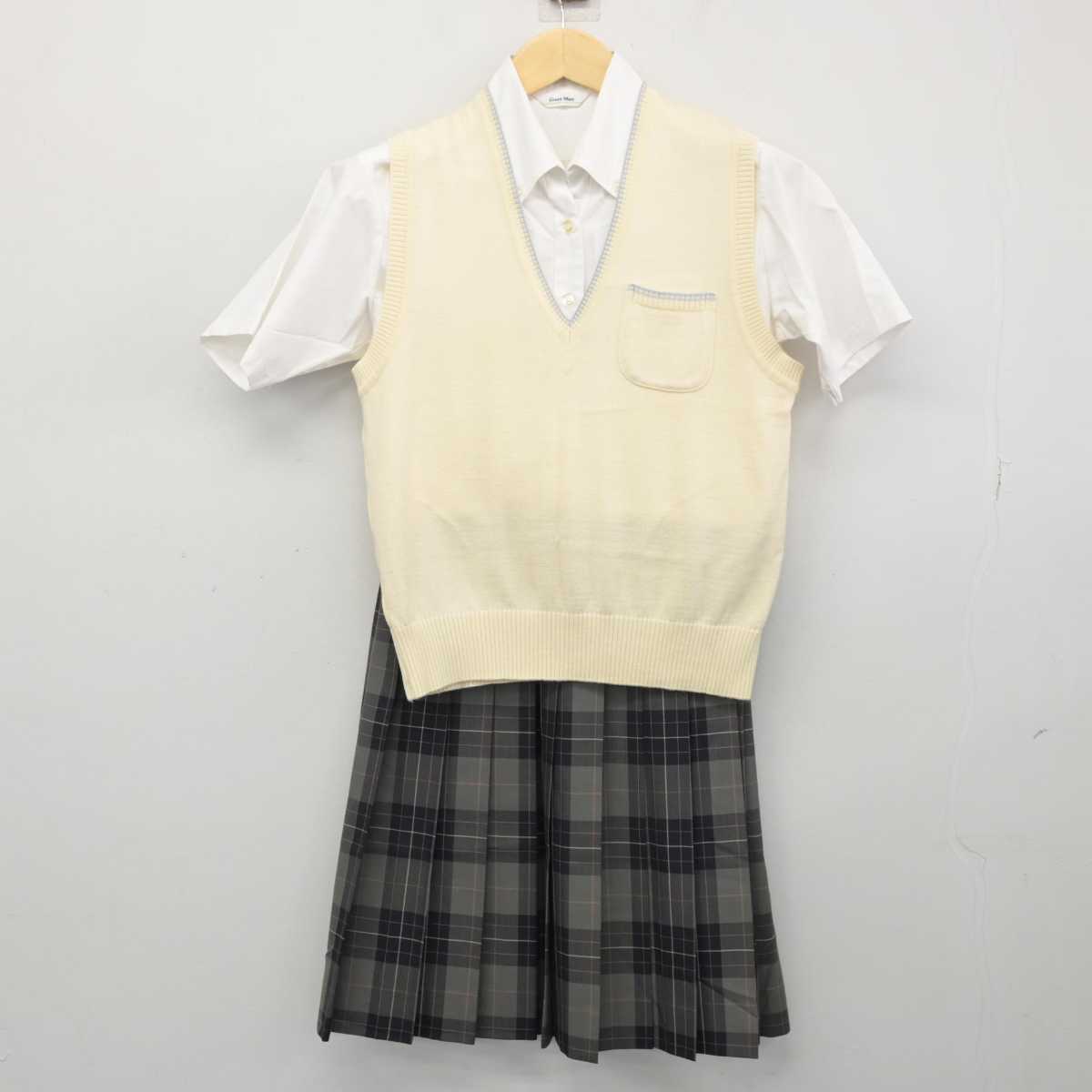 中古】神奈川県 日本大学高等学校・中学校 女子制服 3点 (ニットベスト