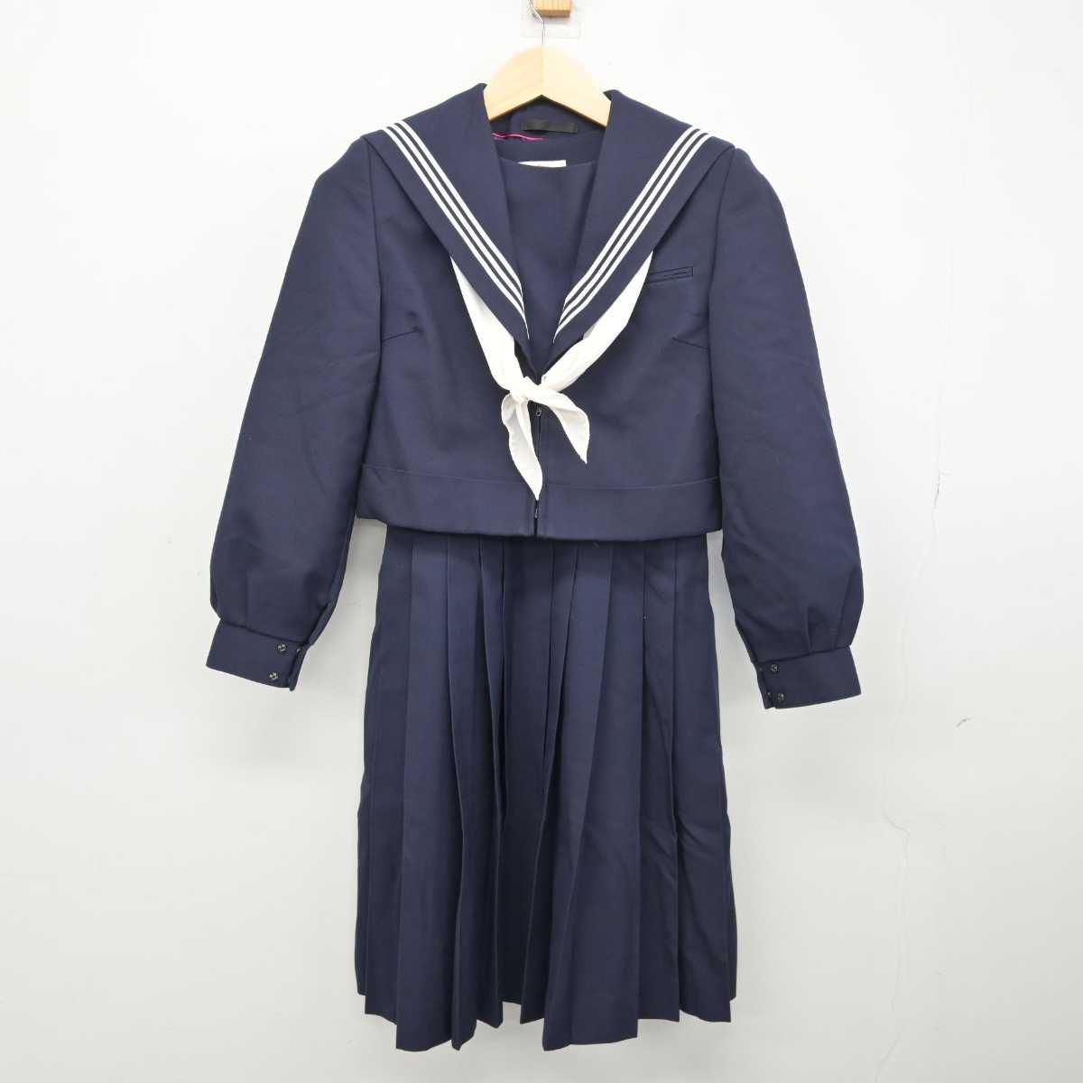 中古】福岡県 中間中学校 女子制服 3点 (セーラー服・ジャンパー