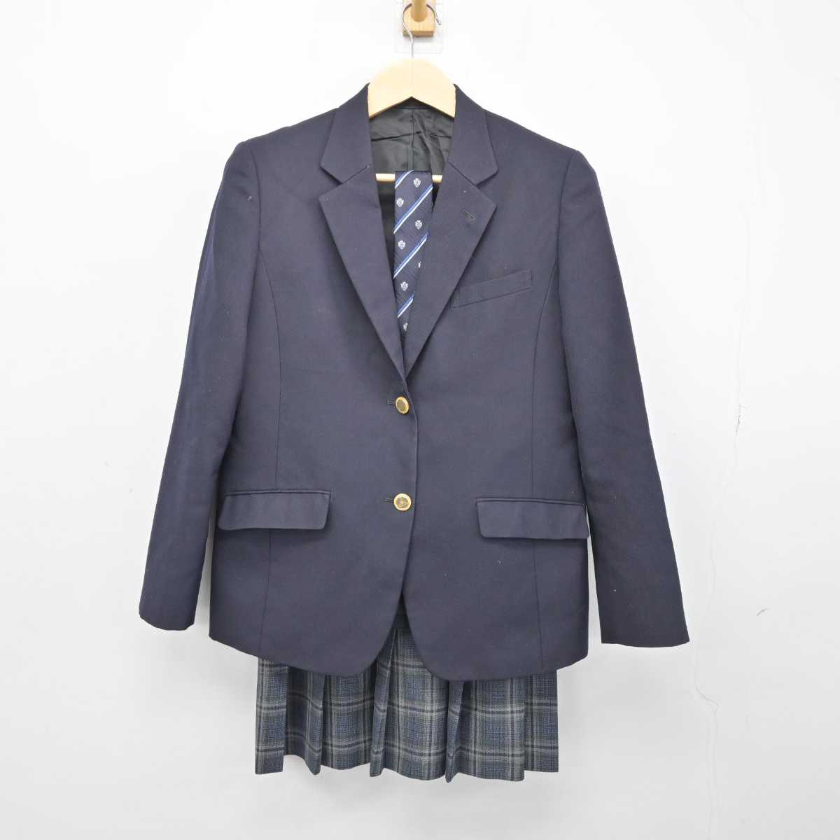 【中古】神奈川県 麻布大学附属高等学校 女子制服 5点 (ブレザー・ニット・スカート) sf050102