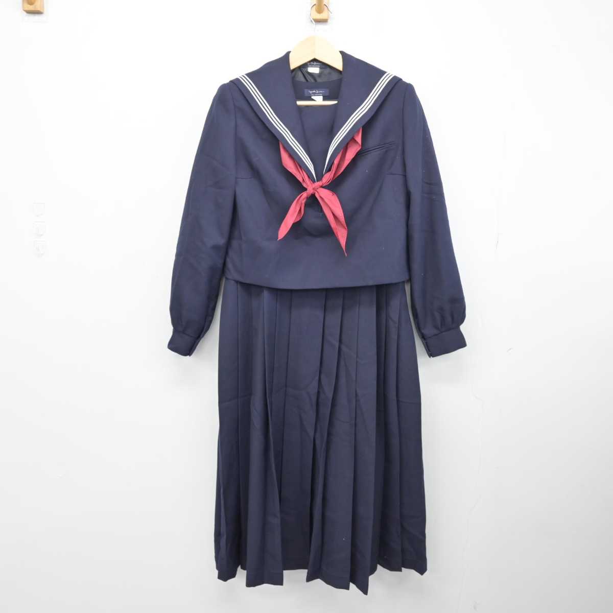 中古】福岡県 松崎中学校 女子制服 3点 (セーラー服・ジャンパー