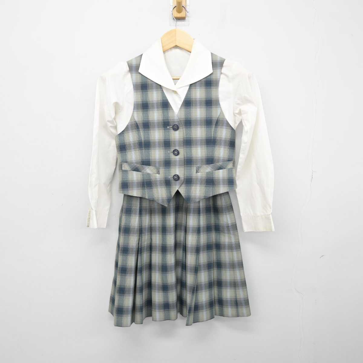 【中古】千葉県 専修大学松戸中学校 女子制服 3点 (ベスト・シャツ・スカート) sf050854