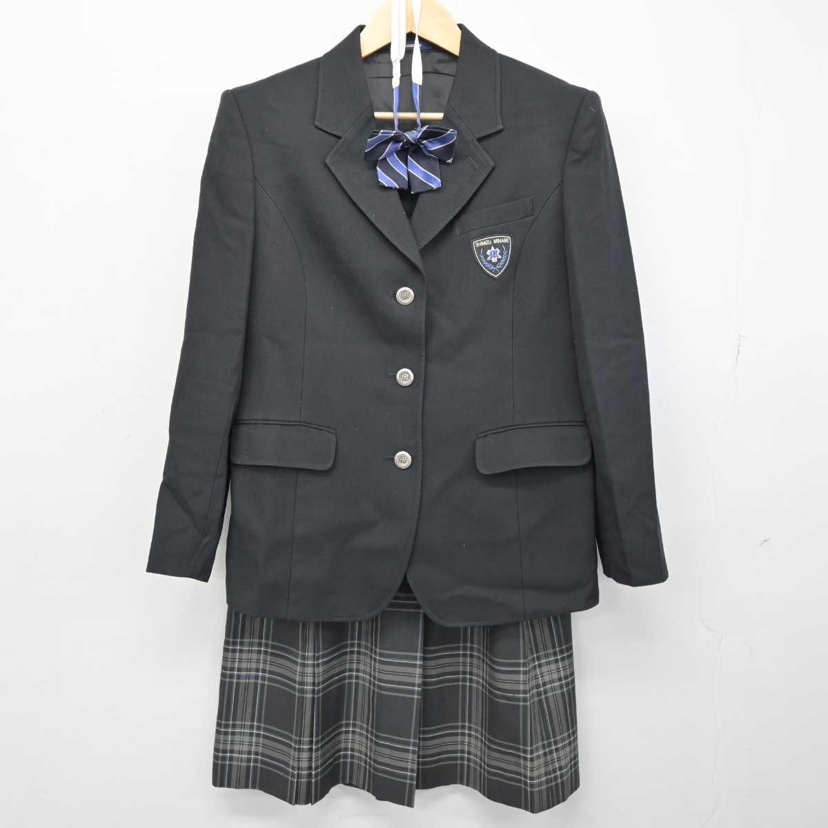 中古】静岡県 清水南高等学校中等部 女子制服 4点 (ブレザー・スカート 