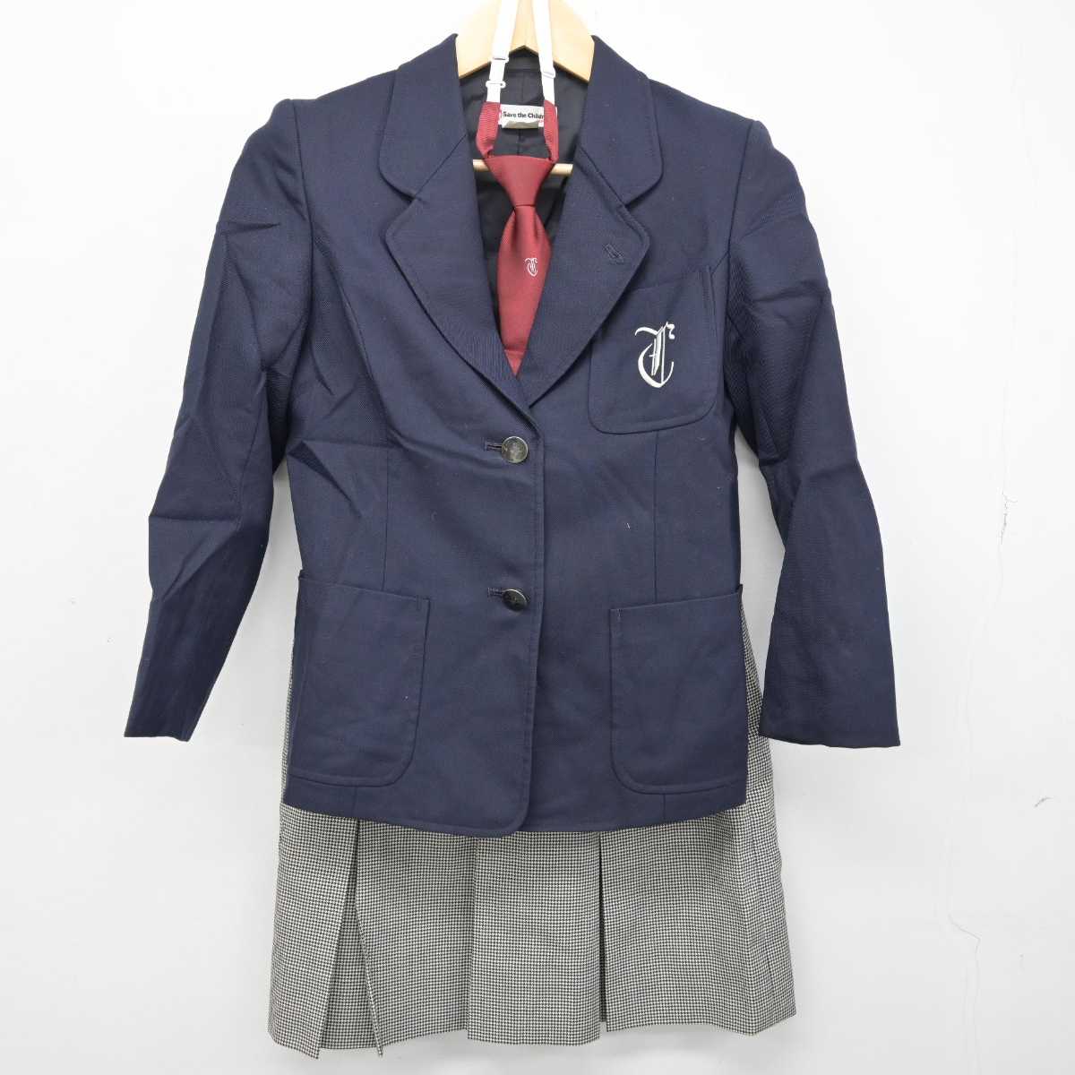 【中古】神奈川県 茅ケ崎中学校 女子制服 5点 (ブレザー・ベスト・スカート) sf051205