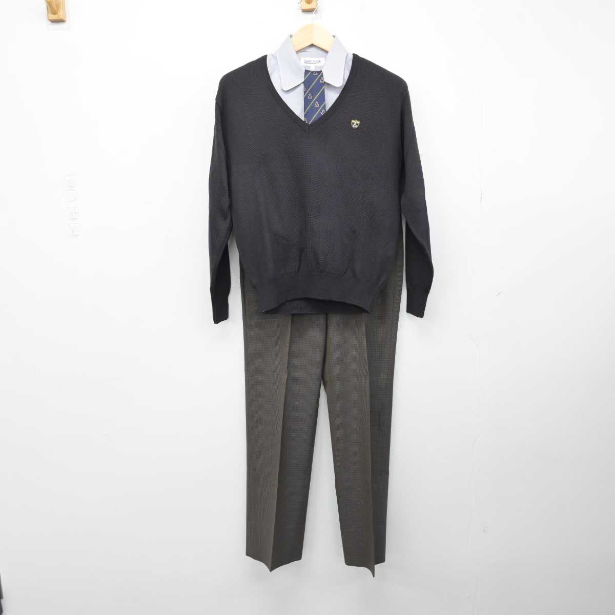 【中古】京都府 洛南高等学校 男子制服 4点 (シャツ・ニット・ズボン) sf051836