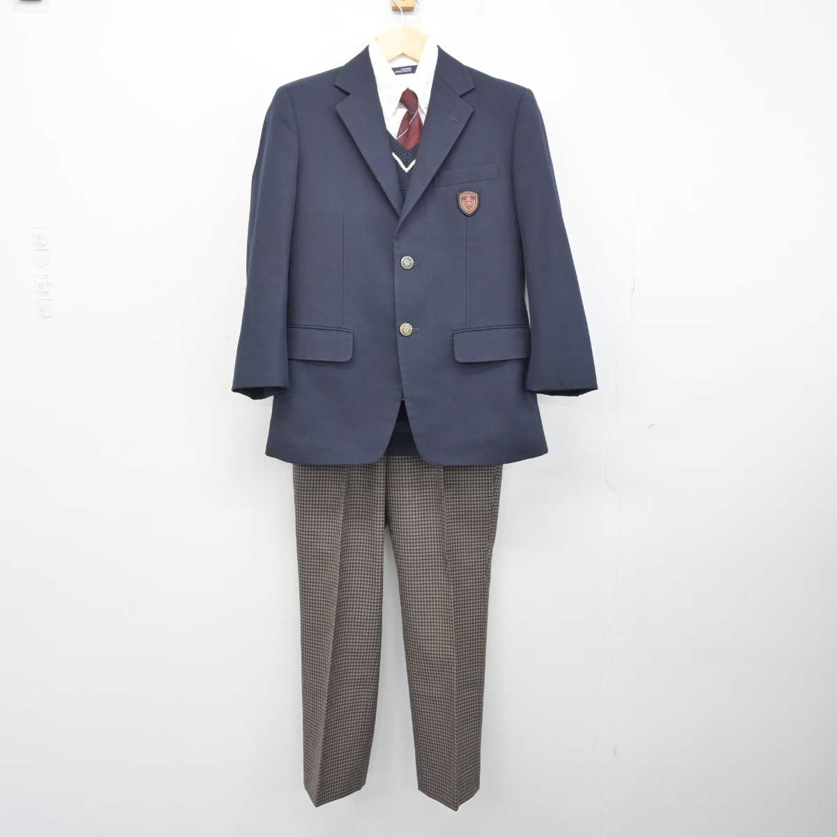 中古】岡山県 瀬戸南高等学校 男子制服 5点 (ブレザー・ニット・シャツ・ズボン) sf052516 | 中古制服通販パレイド