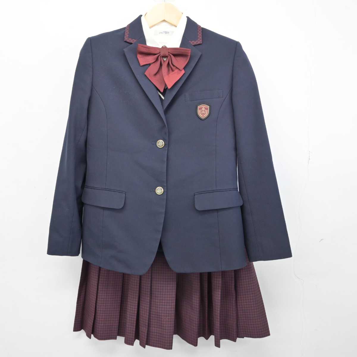 【中古】岡山県 瀬戸南高等学校 女子制服 5点 (ブレザー・シャツ・ニット・スカート) sf052521