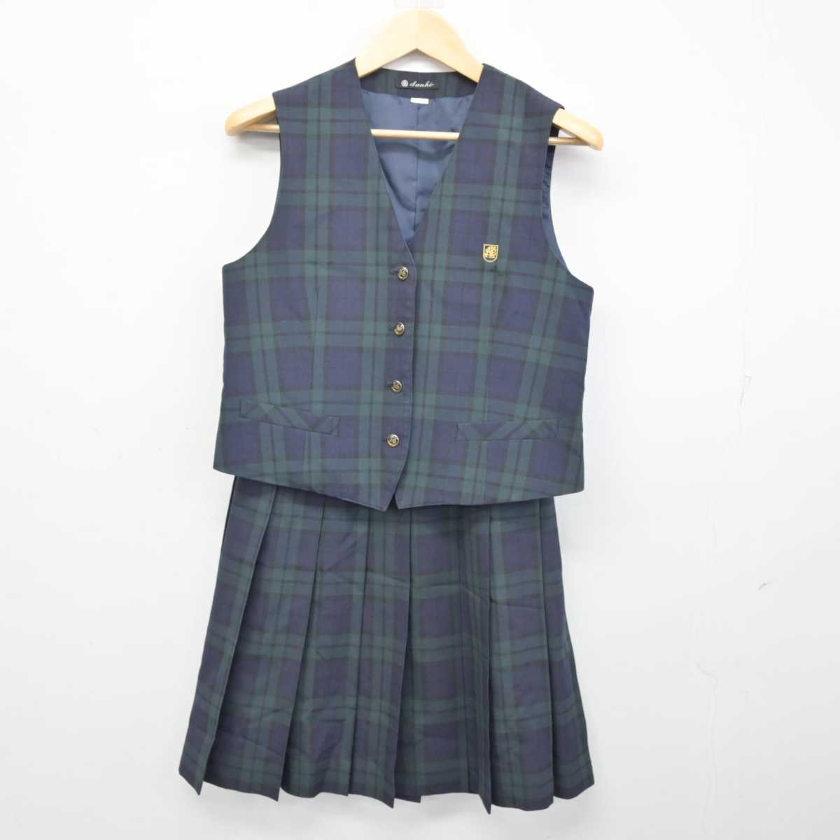 【中古】香川県 尽誠学園高等学校 女子制服 2点 (ベスト・スカート) sf053669