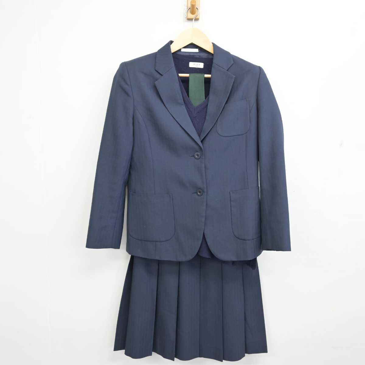 中古】愛知県 岡崎工科高等学校 女子制服 4点 (ブレザー・ニット 