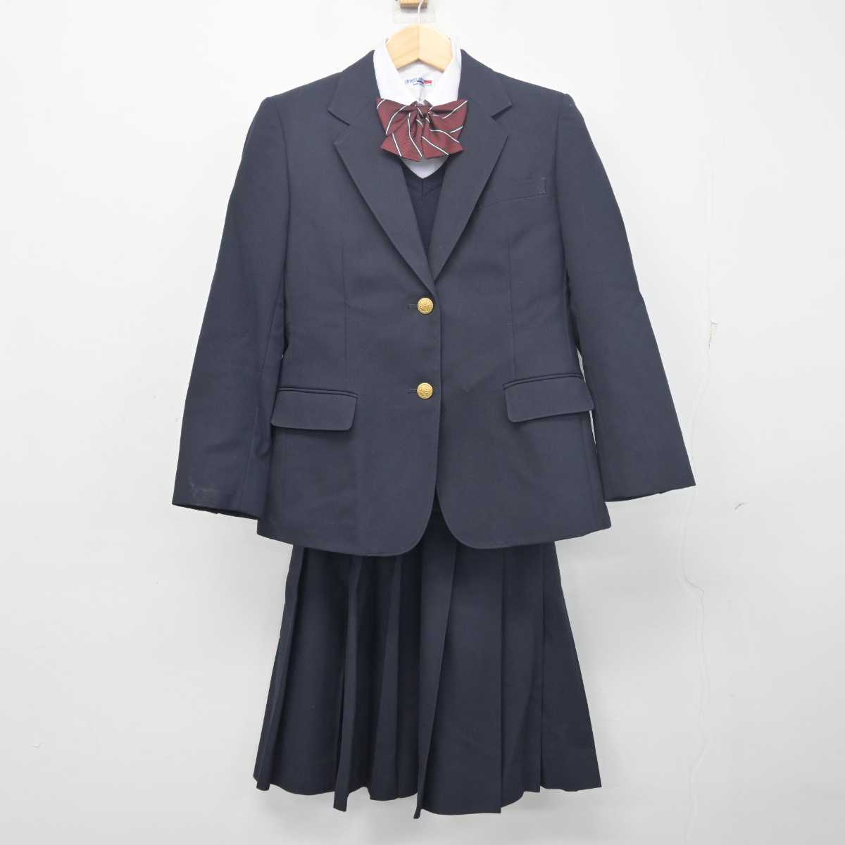中古】埼玉県 上尾中学校 女子制服 5点 (ブレザー・ニット