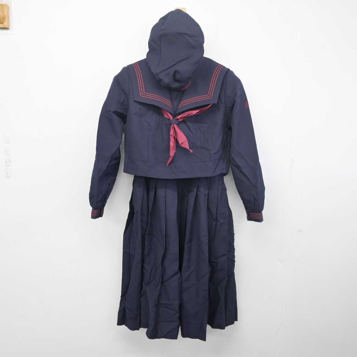 中古】福岡県 小倉日新館中学校 女子制服 4点 (セーラー服・ジャンパー 