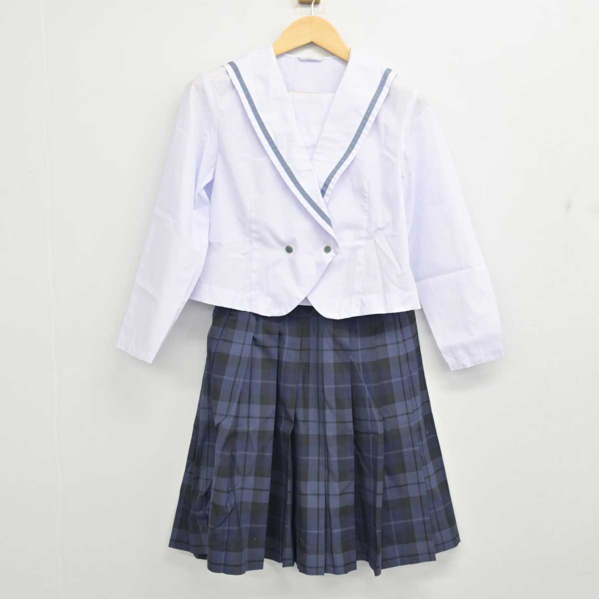 中古】秋田県 秋田中央高等学校 女子制服 3点 (セーラー服・スカート 