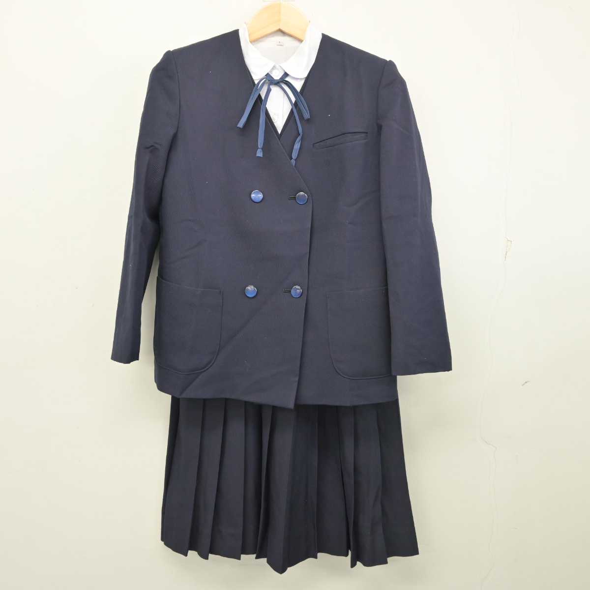 【中古】千葉県 習志野台中学校 女子制服 5点 (ブレザー・ベスト・シャツ・スカート) sf056240