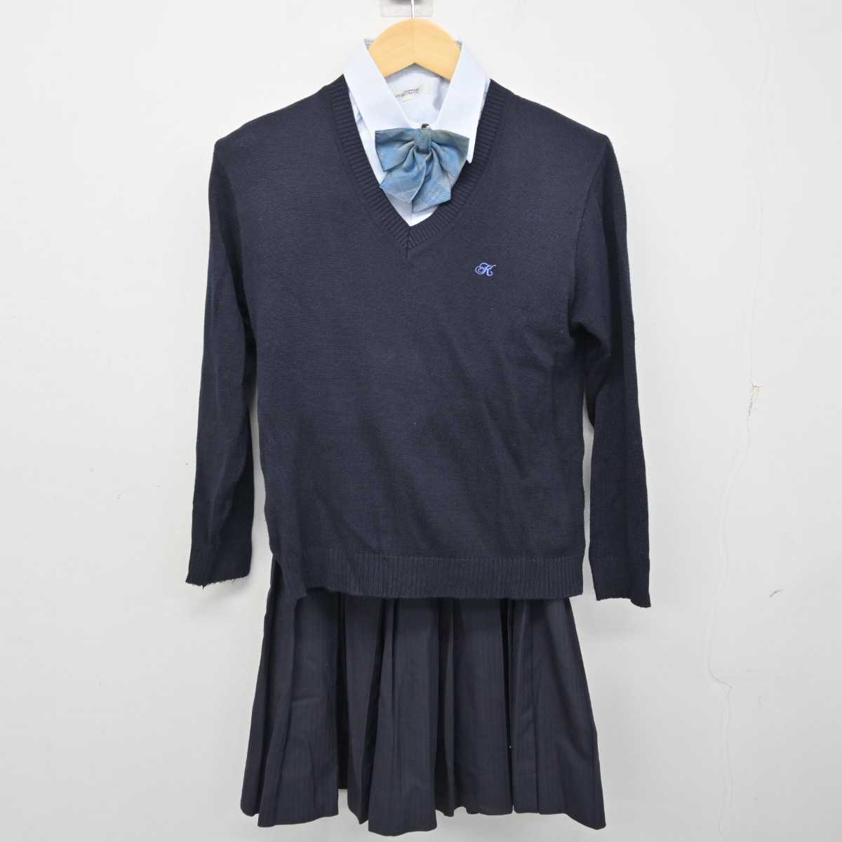 【中古】埼玉県 大宮開成中学・高等学校 中高一貫部 女子制服 4点 (ニット・シャツ・スカート) sf056364