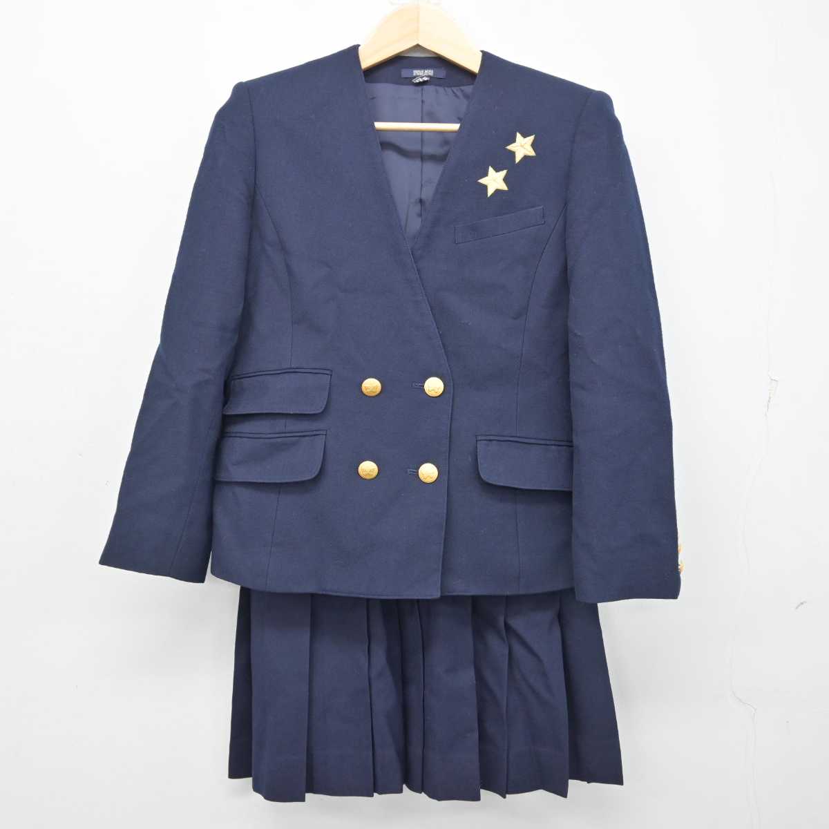 中古】岡山県 就実高等学校 女子制服 3点 (ブレザー・スカート 