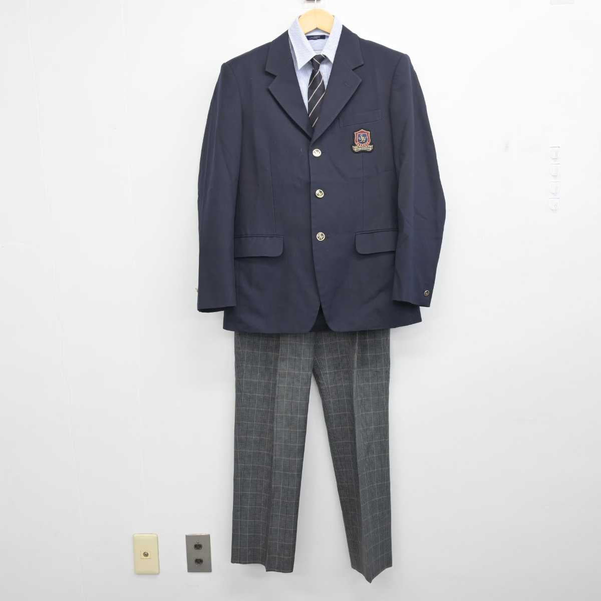 【中古】北海道 札幌北斗高等学校 男子制服 5点 (ブレザー・ニット・シャツ・ズボン) sf056820