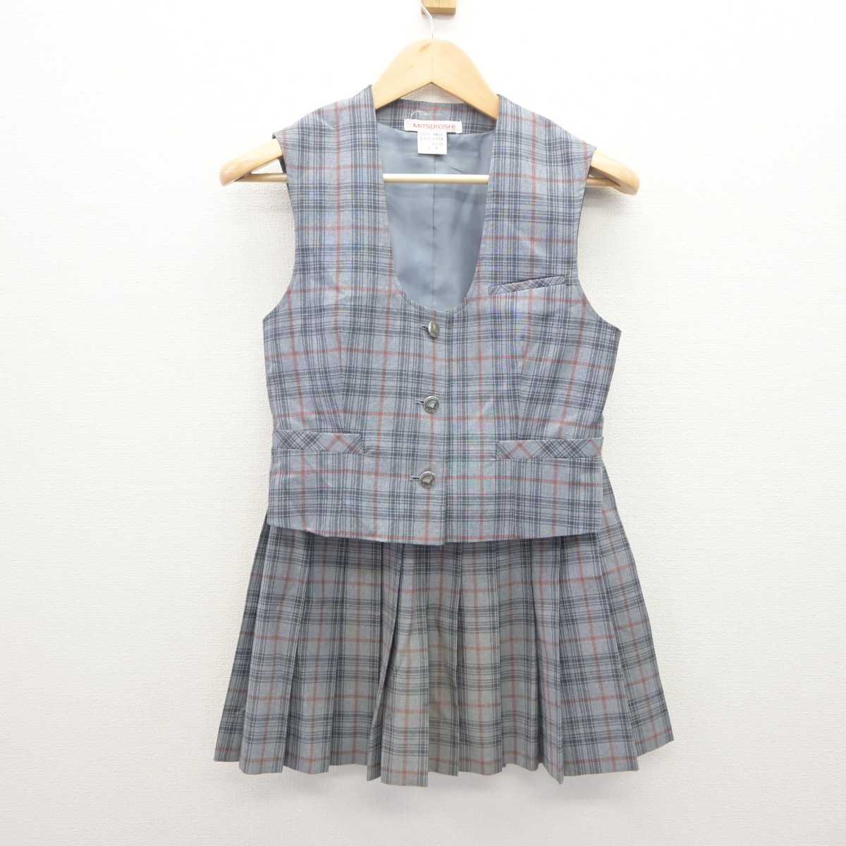 【中古】愛知県 名古屋経済大学高蔵高等学校中学校 女子制服 2点 (ベスト・スカート) sf060158