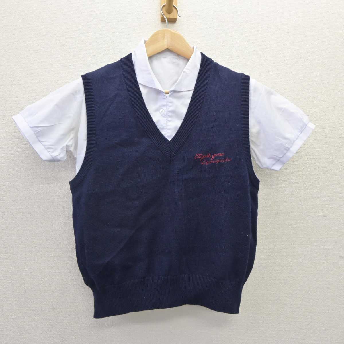 【中古】大阪府 帝塚山学院泉ヶ丘高等学校 女子制服 2点 (シャツ・ニットベスト) sf060364