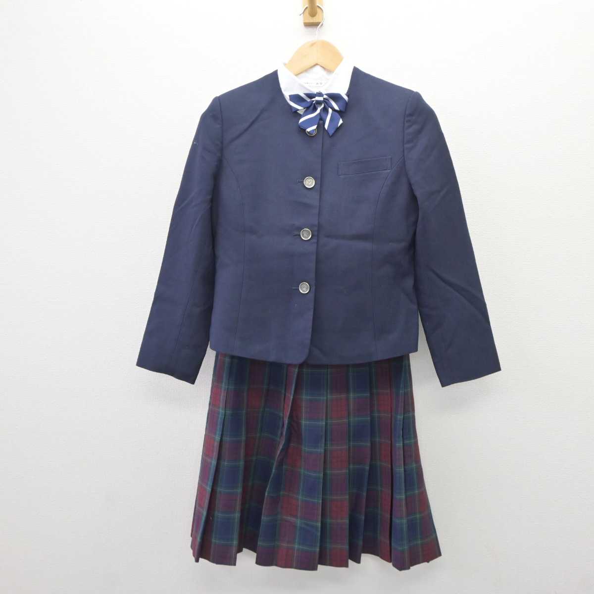 中古】福岡県 筑陽学園高等学校 女子制服 5点 (ブレザー・ニット