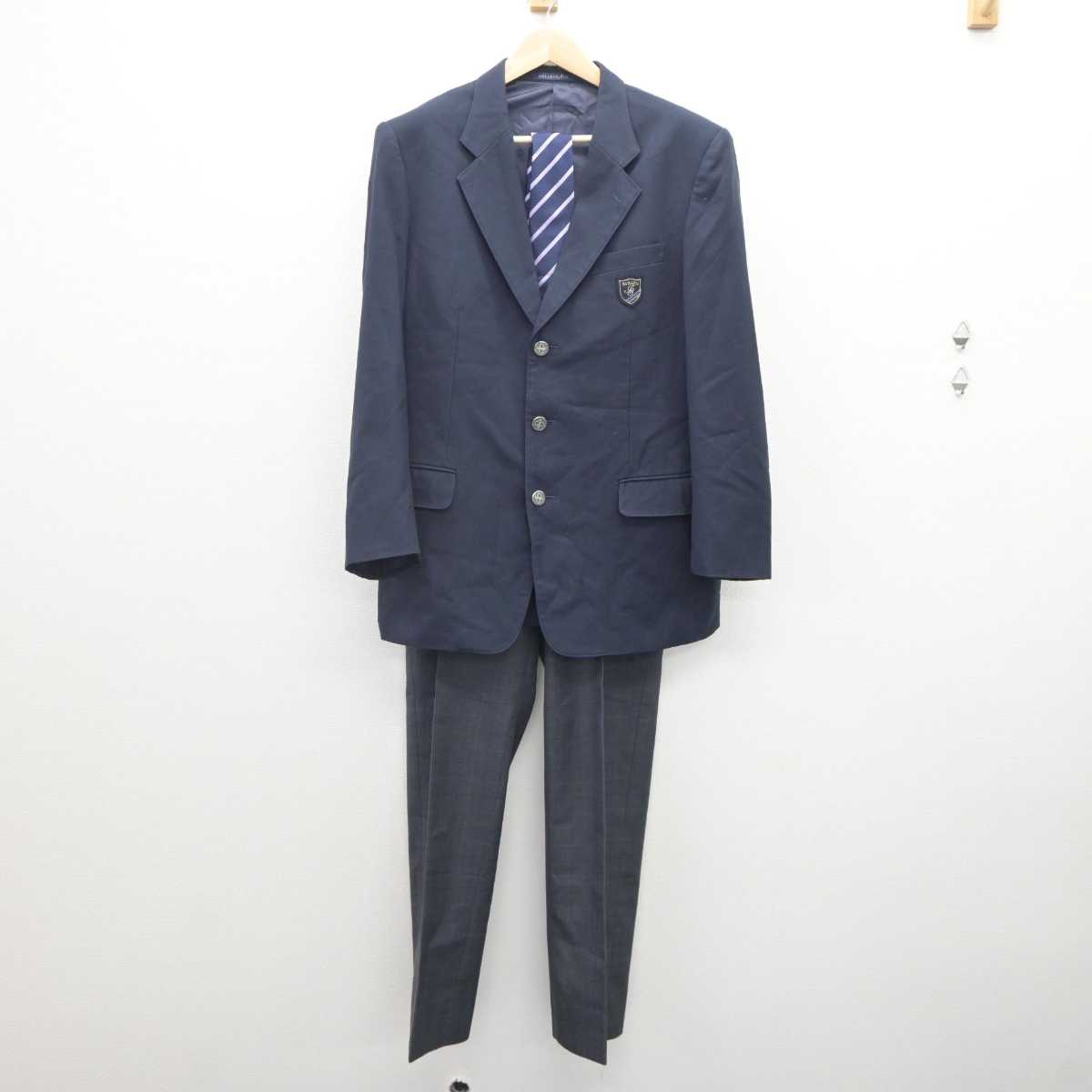 【中古】千葉県 市川昴高等学校 男子制服 3点 (ブレザー・ズボン) sf060522