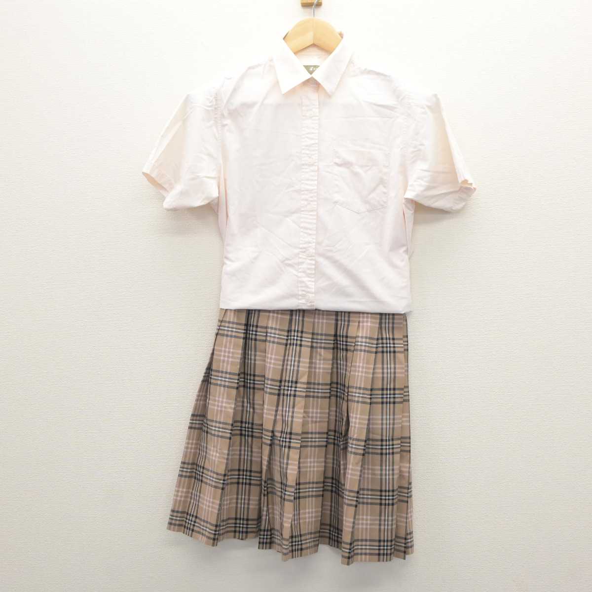 中古】福岡県 誠修高等学校 女子制服 3点 (シャツ・スカート) sf060600