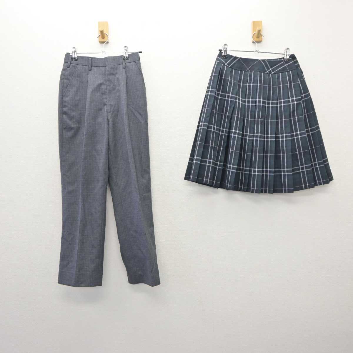 【中古】愛知県 人間環境大学附属岡崎高等学校 女子制服 2点 (スカート・ズボン) sf060713