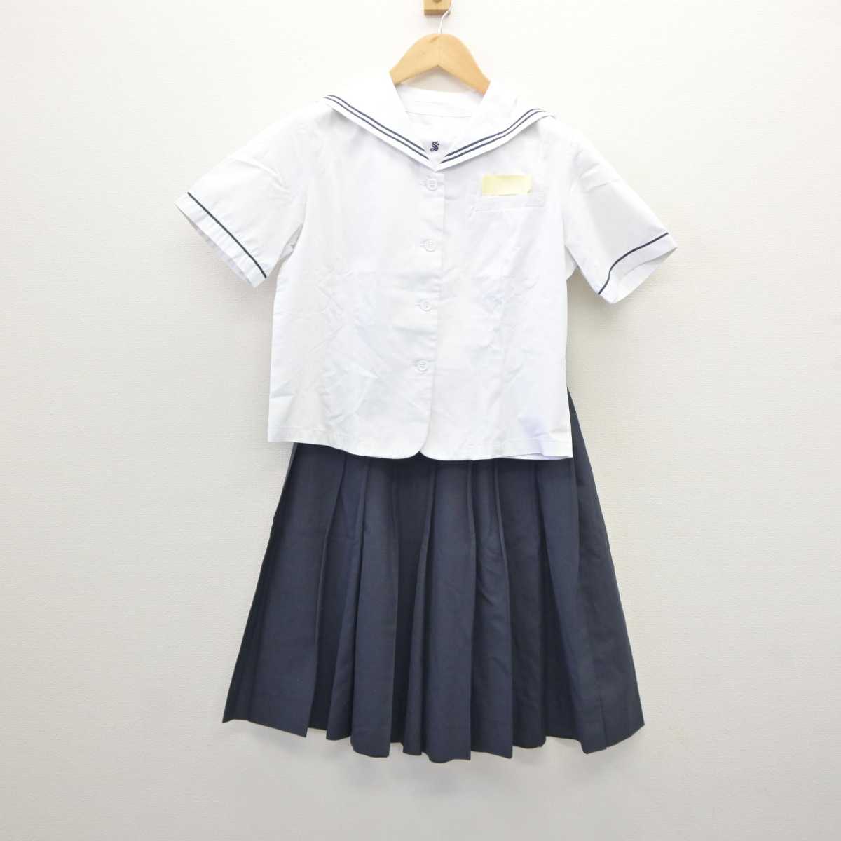 中古】福岡県 志徳中学校 女子制服 3点 (セーラー服・スカート