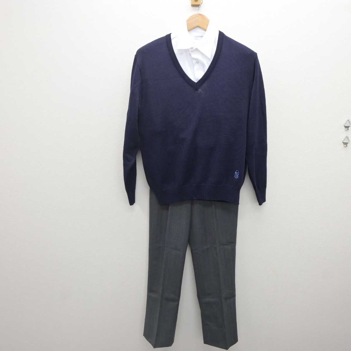 中古】千葉県 秀明八千代中学・高等学校 男子制服 3点 (ニット・シャツ