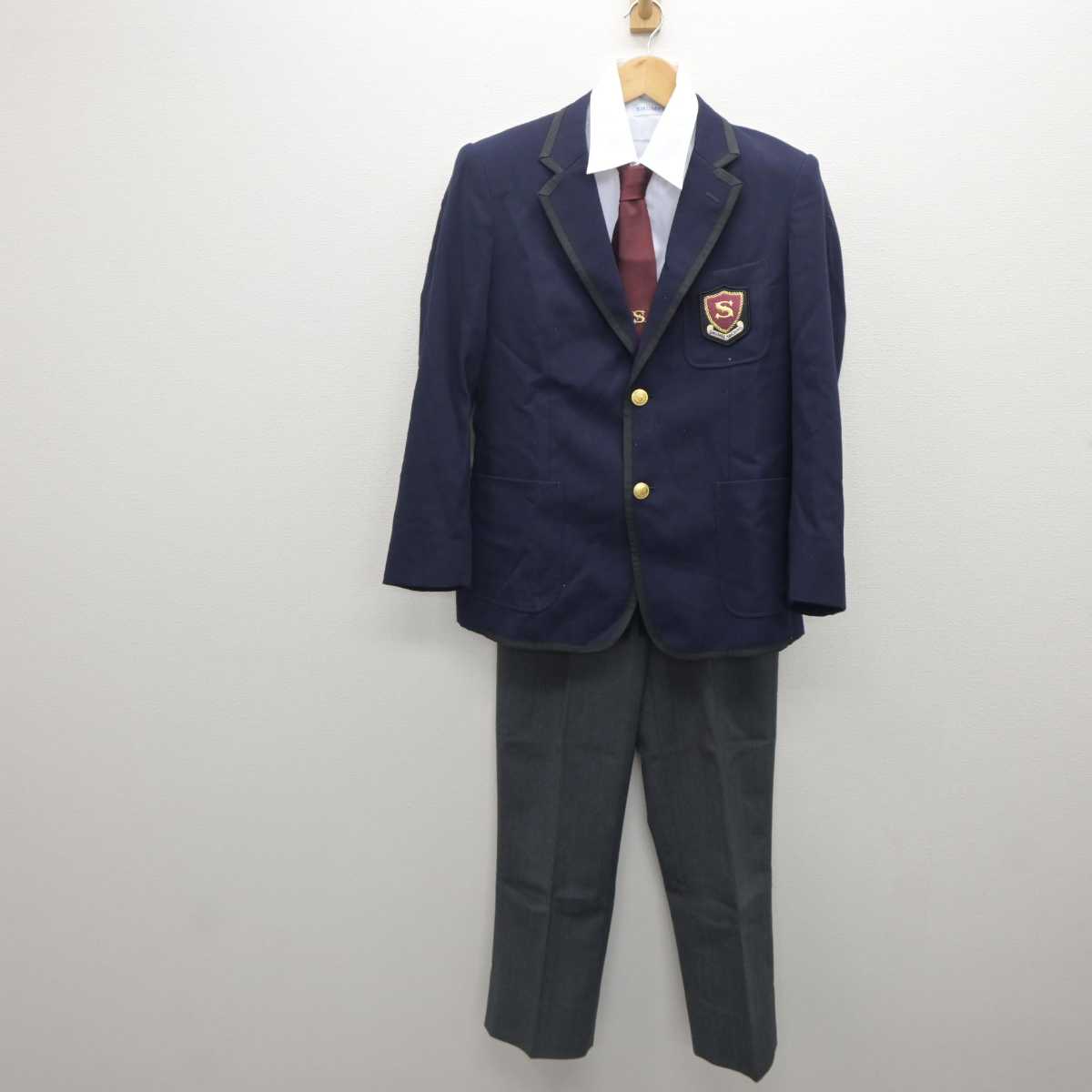 【中古】千葉県 秀明八千代中学・高等学校 男子制服 4点 (ブレザー・シャツ・ズボン) sf062383