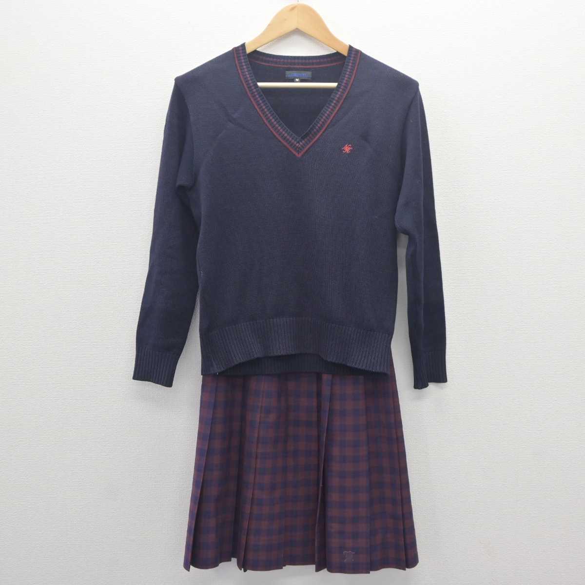 中古】京都府 南丹高等学校 女子制服 2点 (ニット・スカート