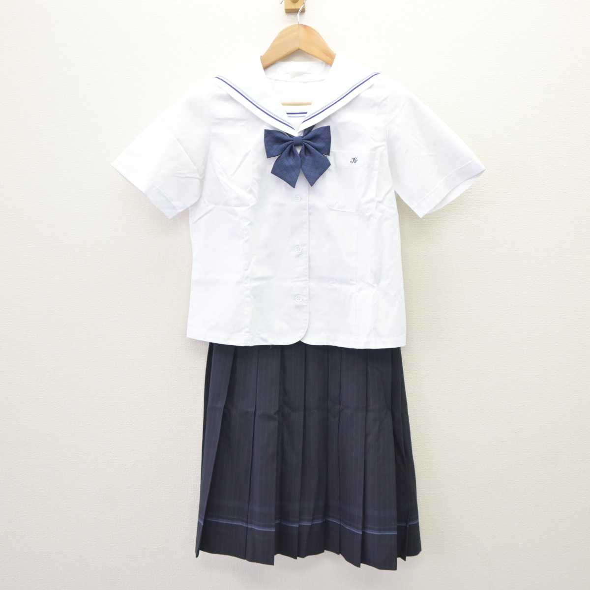 【中古】岡山県 倉敷高等学校 女子制服 3点 (セーラー服・スカート) sf063599