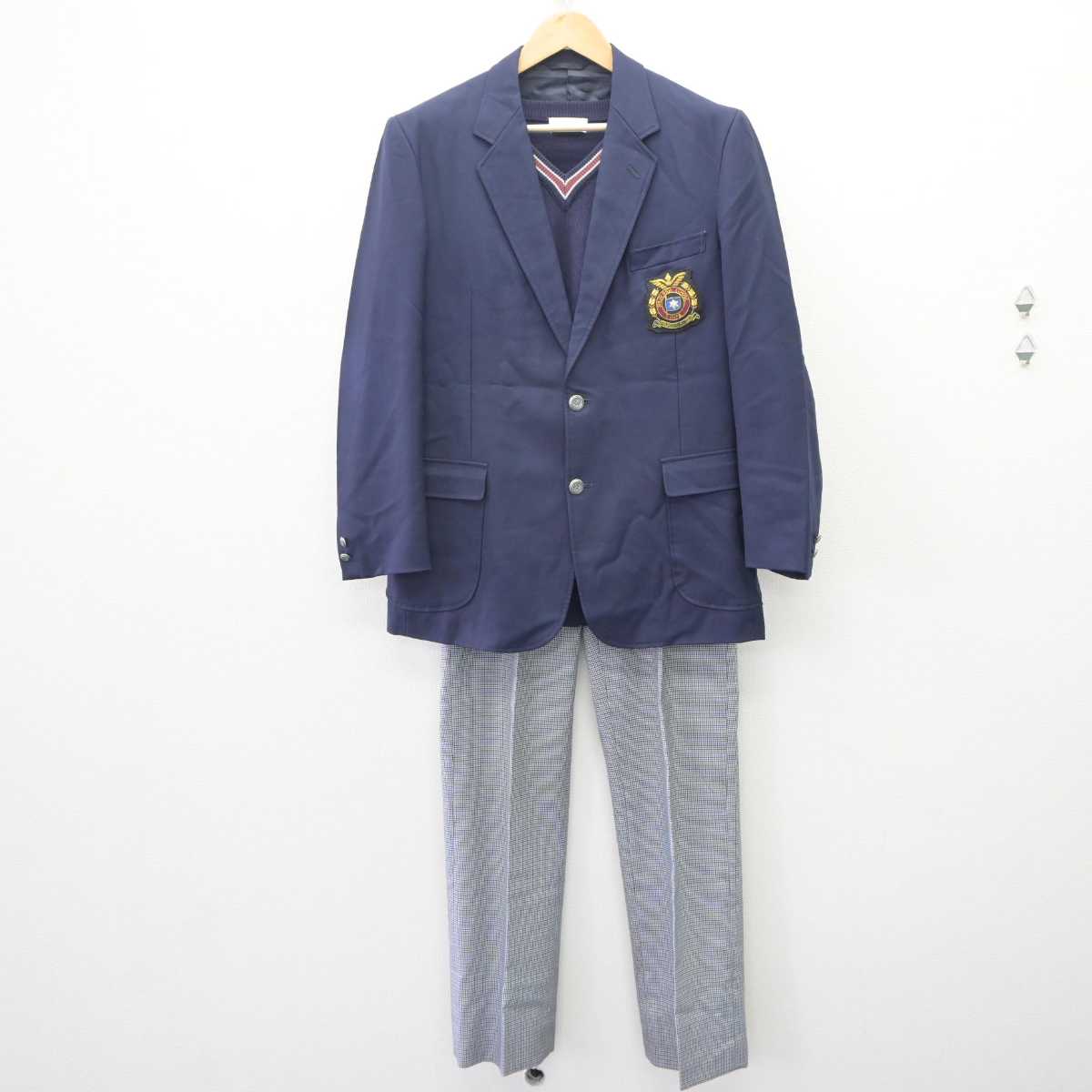 中古】茨城県 水城高等学校 男子制服 3点 (ブレザー・ニット