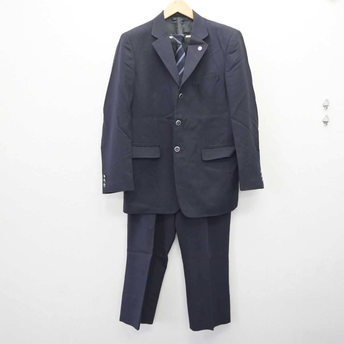 【中古】広島県 戸手高等学校 男子制服 4点 (ブレザー・ズボン) sf063628