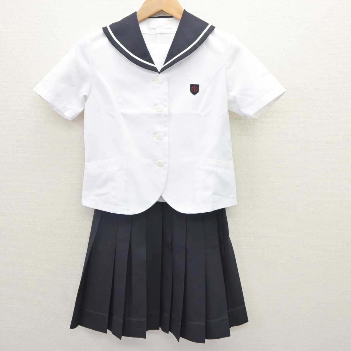 【中古】石川県 金沢学院大学附属高等学校 女子制服 3点 (セーラー服・スカート) sf064519