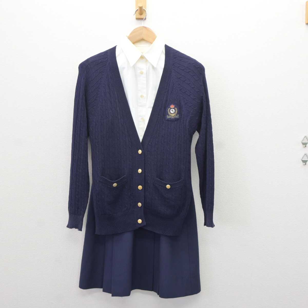 【中古】山形県 東北文教大学山形城北高等学校 女子制服 3点 (ニット・シャツ・スカート) sf065938