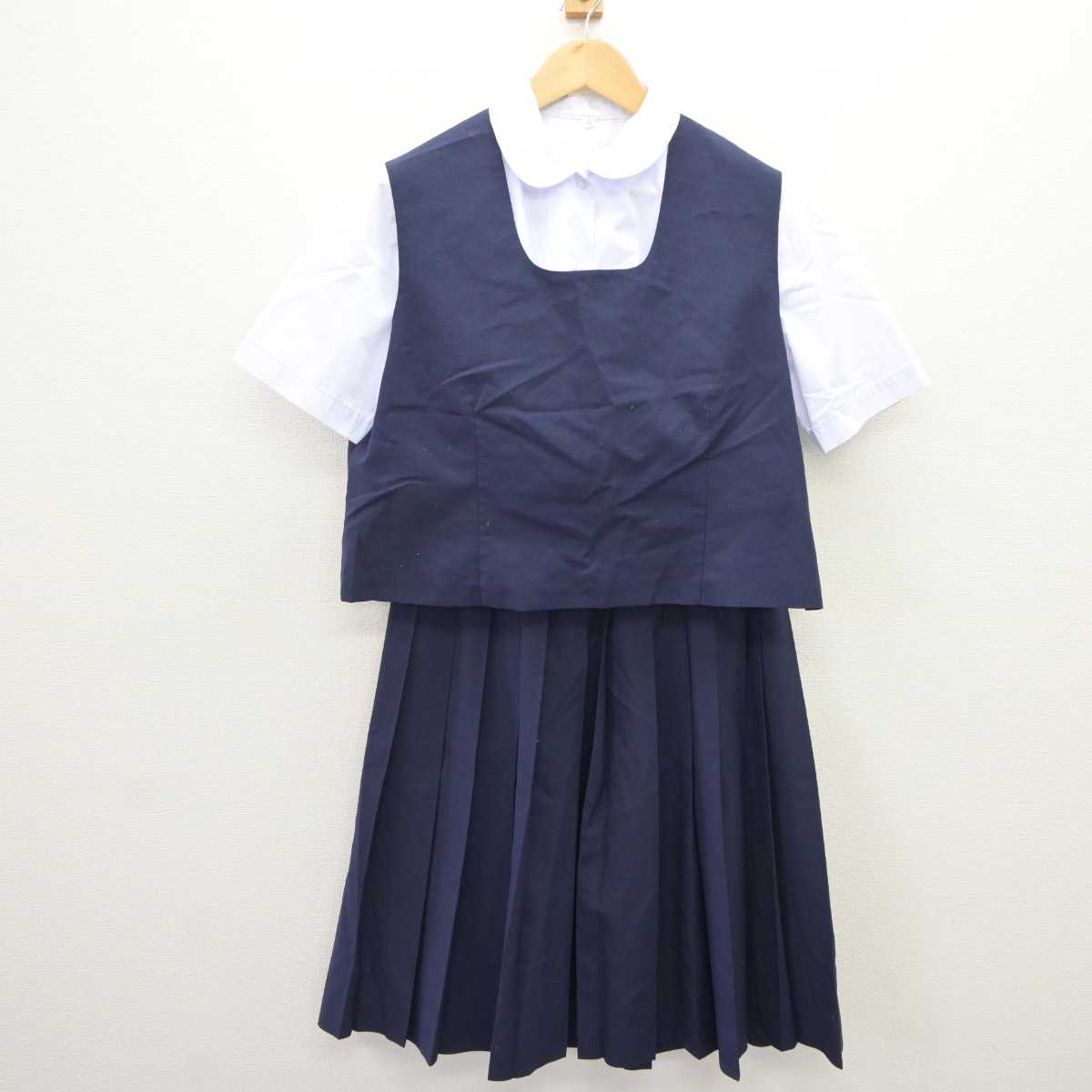 【中古】埼玉県 花園中学校 女子制服 3点 (ベスト・シャツ・スカート) sf066131