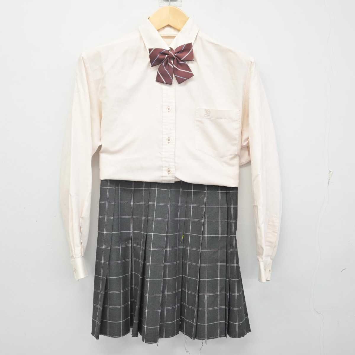 【中古】大阪府 久米田高等学校 女子制服 3点 (シャツ・スカート) sf070254