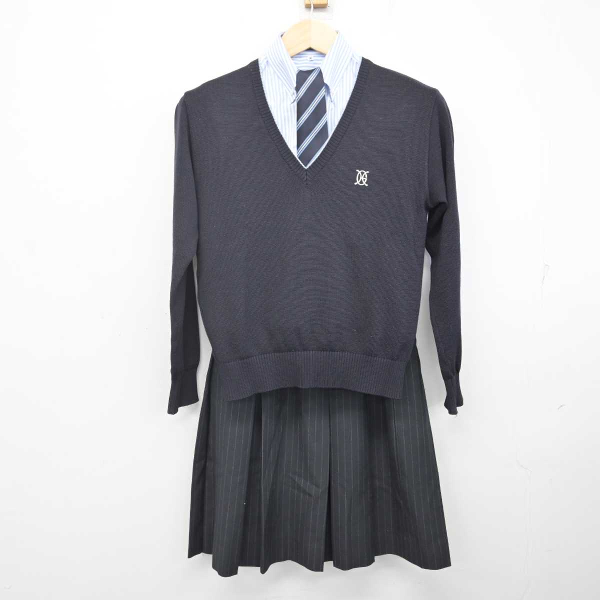 【中古】熊本県 九州学院高等学校 女子制服 5点 (ニット・シャツ・スカート) sf071112