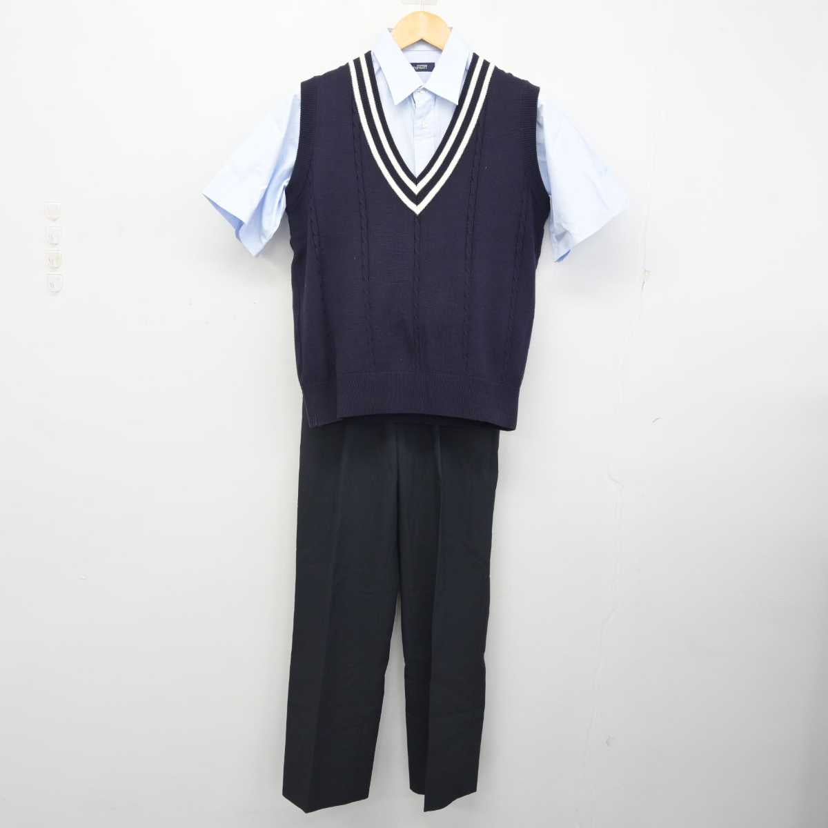 【中古】大阪府 吹田東高等学校 男子制服 3点 (ニットベスト・シャツ・ズボン) sf073810